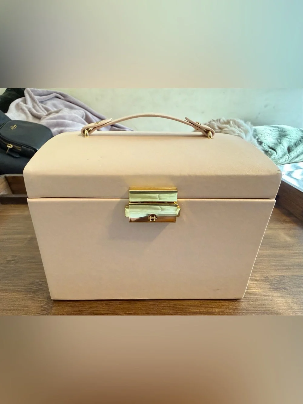 Blush Pink Jewelry Box with Gold Hardware